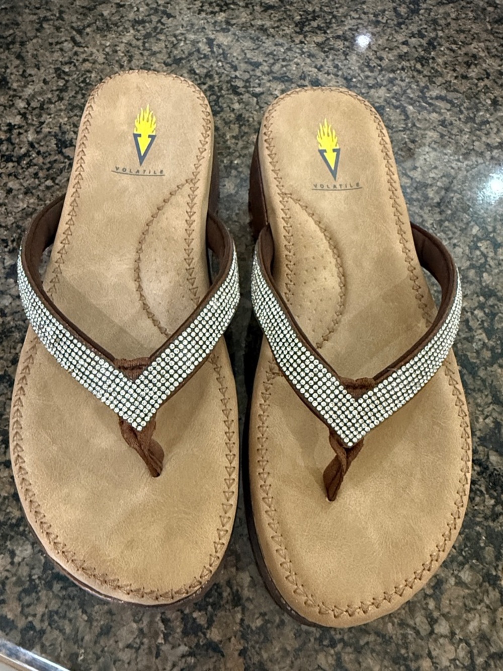 volatile women’s rhinestone sandals size 8